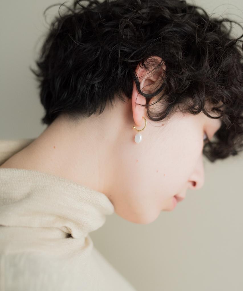 Novice Tokyo Baroque Freshwater Pearl Hoop Pierce (Earrings) Baroque Pearl Hoop Pierce [Silver 925] / Gold