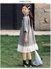 Girls' POLO Knitted Dress New Summer Children's Mesh Splicing Fake Two Piece Medium Sized Children