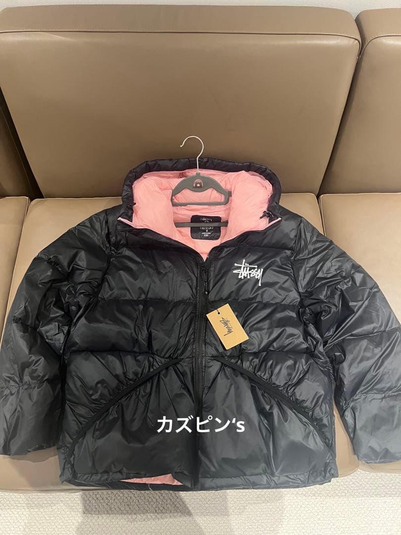 

[USED] Extremely rare Stussy down jacket in black and pink, size S