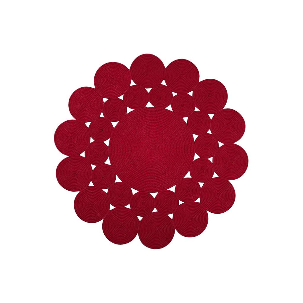 Carpet Wicker Jute Flower Patterned Kilim Carpet