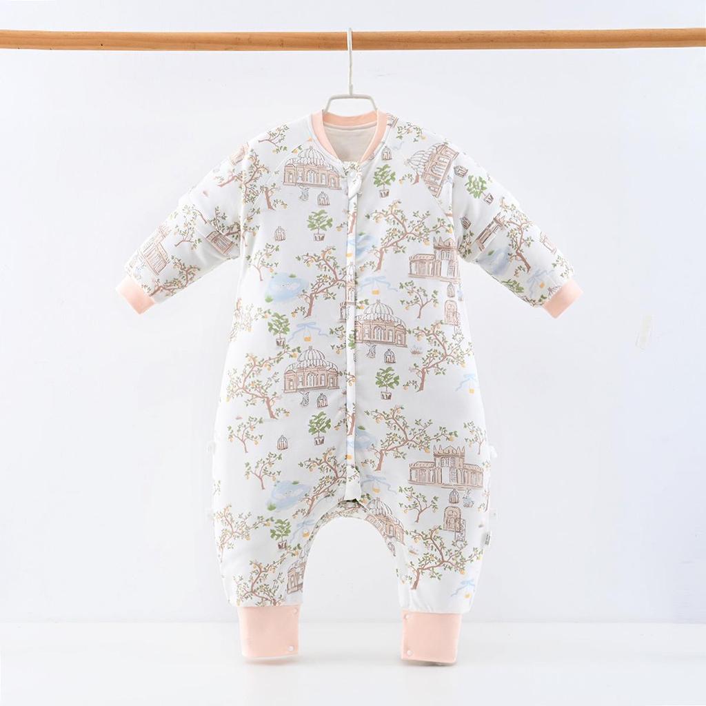 Mulberry Silk Baby Sleeping Bag - Autumn/Winter, Split-Leg Design, Anti-Startle, One-Piece Pajamas