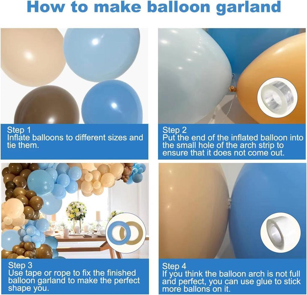 Bohemian Nude Coffee Blue Ivory Balloon Arch, Suitable For Teddy Bear Hunting Wild Shower