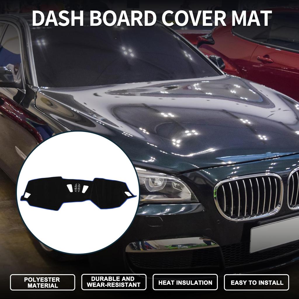 TUCKBOLD Compatible with BMW 4 Series Dashboard Car Dashboard Protective Interior Sun Polyester Black with Blue Set (without HUD) 2021, Mat, Cover,