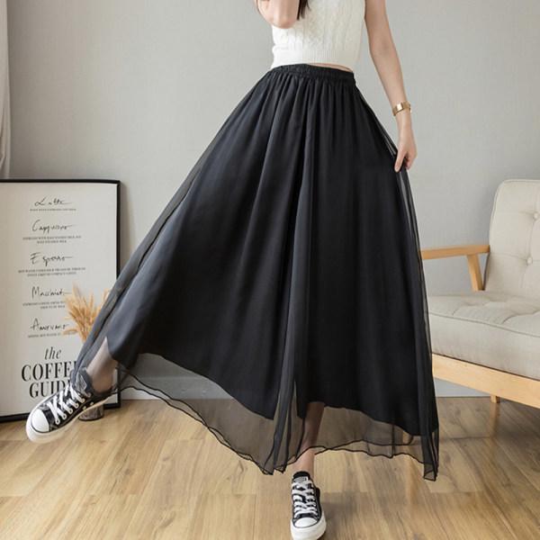 

Женские шифоновые брюки палаццо - Лето 2025, Большой размер, Шелковистые, На подкладке 3XL чёрный