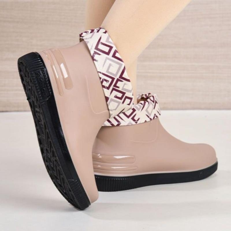 Send Insoles, Fashion Rain Boots, Women's Low-cut Waterproof Shoes, Plus Velvet Warm Rain Boots, Non-slip Rubber Boots