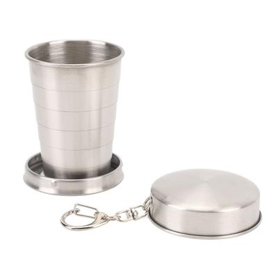 Stainless Steel Collapsible Cup Outdoor Travel Camping Portable Folding Cup with Keychain for