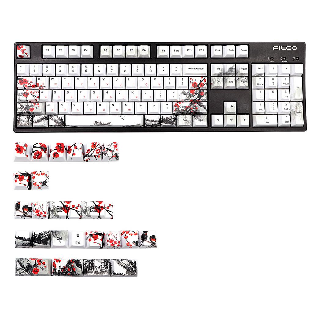 Механическая клавиатура Профиль Cherry 128 клавиш DYE-Sub PBT Колпачки для клавиш Слива 1