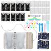 Multifunctional Circular Needle Organiser Case with 12Pcs Zippered Closure PVC Binder Pocket For Knitting Supplies