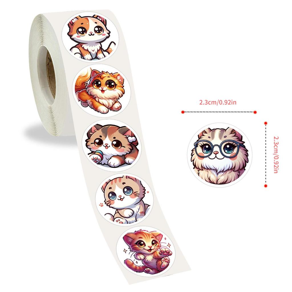 500 Cute Cat Animal Stickers - Perfect for Kids' DIY, Suitcases, Scooters, Water Bottles, and Diaries.