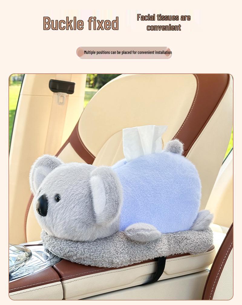 Plush Cartoon Car Tissue Box with Bamboo Charcoal for Deodorizing - Creative Armrest Doll Décor.
