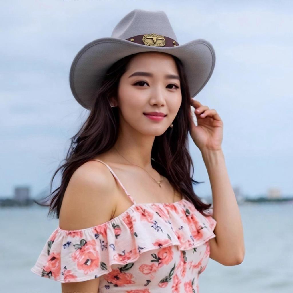 Sun Protective Cowboy Hats Foldable Wide Brims Design Breathable Polyester Headwear For Hiking Travel Camping  White Universal Code