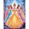 Le Cinque Distinte Principesse Disney con le Loro Perle Incastonate nei Dipinti Sono Perfette per l'Uso Come Decorazioni per la Casa