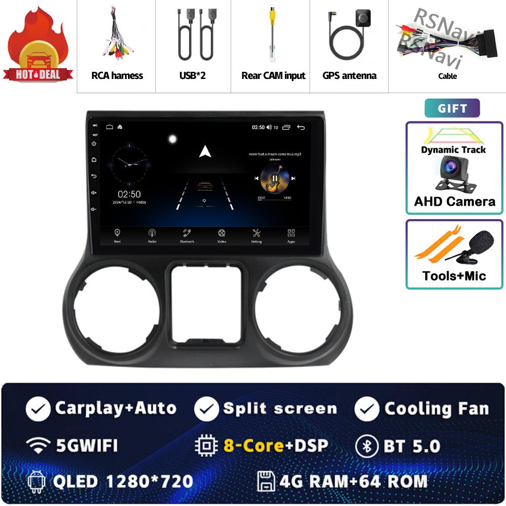 Android 14 Carplay Auto For Jeep Wrangler 3 JK 2011 2012 2013 2018 Car Radio Player Multimedia Srereo Navigation BT 4G WIFI DSP