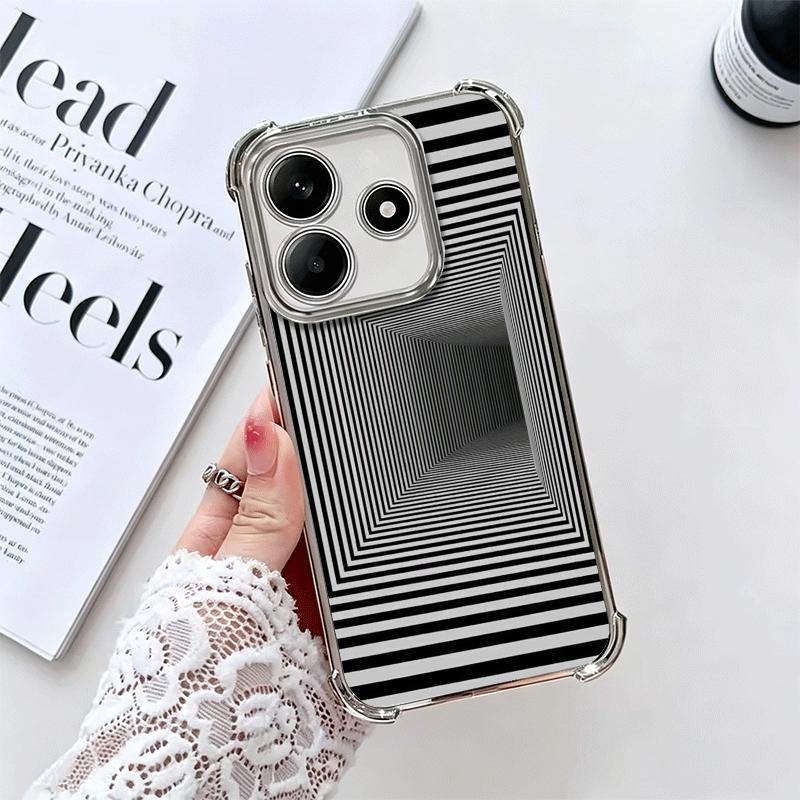 

Optical Illusion Print Soft Phone Case For Xiaomi Redmi Note 14 15 Pro Plus 13 12 11S 11T 5G 10 9S 9 Plating Anti-Fall Fundas Redmi Note 14 4G