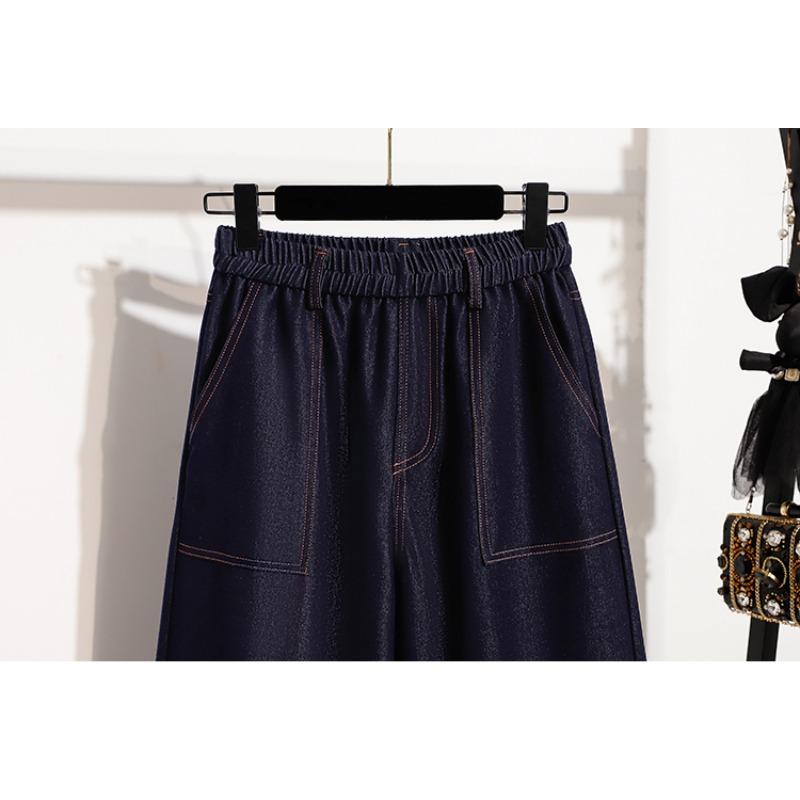 DIMANAF 2026 Primavera Estate Taglie Forti Donna Pantaloncini Jeans Vita Elastica Oversize Larghi Shorts Denim Cotone Blu Uniforme