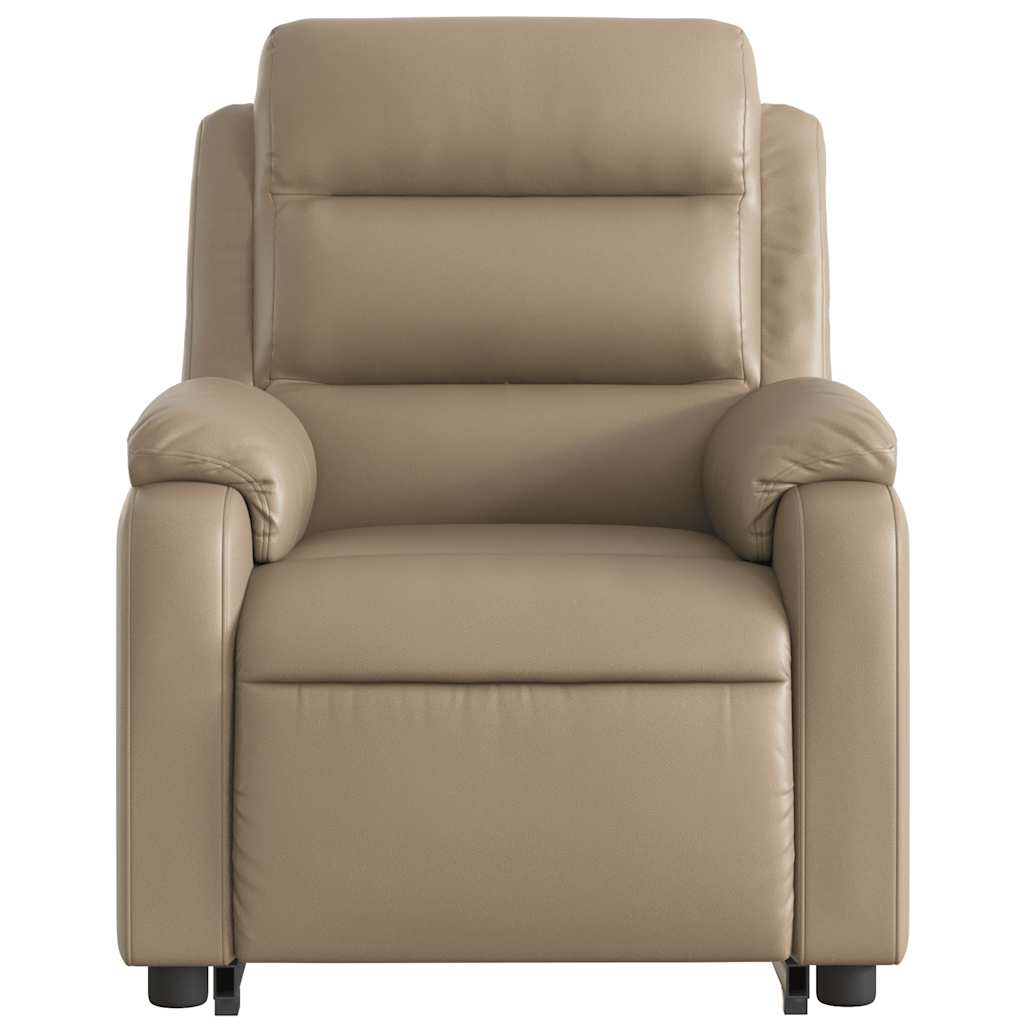 Recliner Chair with Lift Function Electric Cappuccino Faux Leather