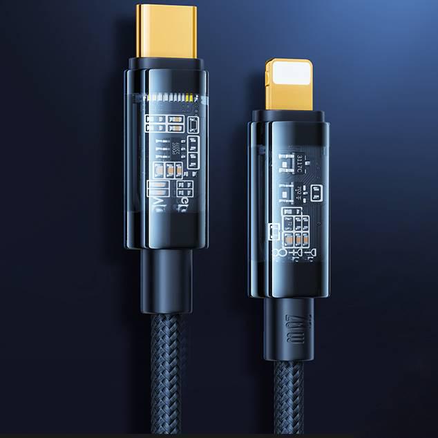 PISEN C To Lightning PD20W Fast Charging Nylon Braided Transparent Cable for Apple