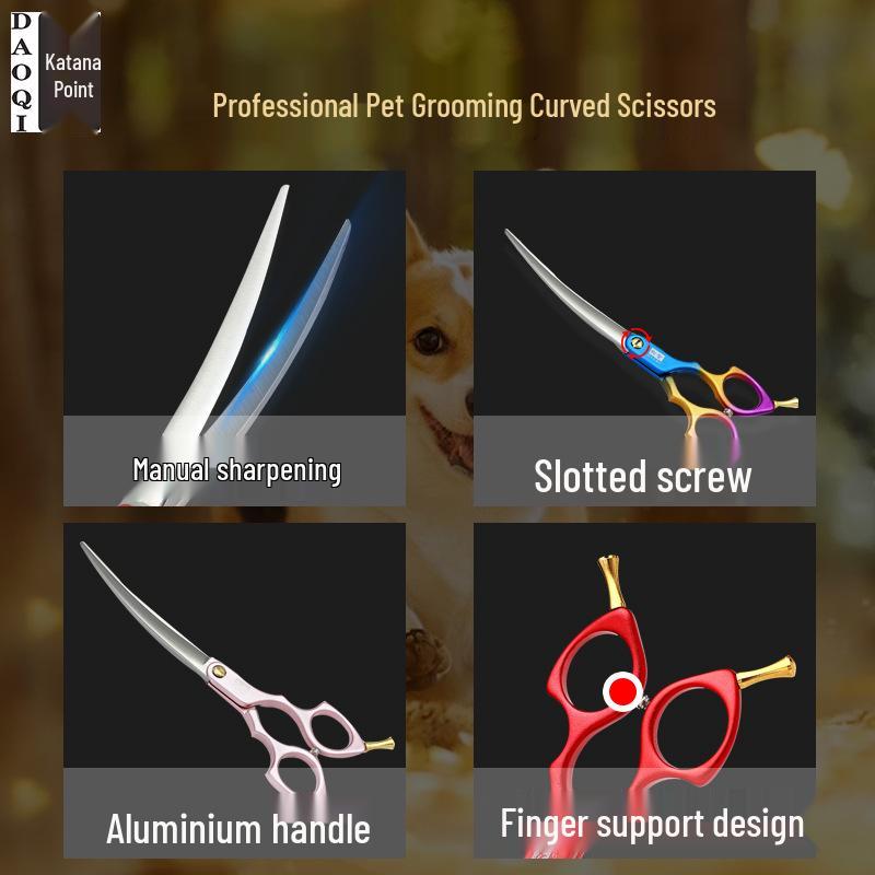 6.5" Colored Pet Grooming Scissors - 9cr18 Stainless Steel, Cat/Dog Hairdressing Shears, Customizable Logo/Pattern