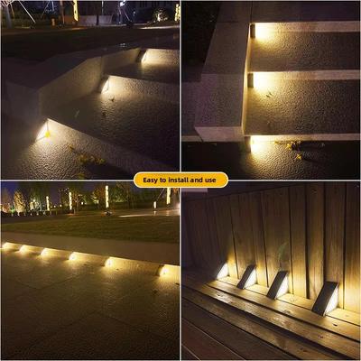 LED Außenstufenleuchten, Hoflinsen, Atmosphärendekoration mit hoher Helligkeit, Stufenleuchten, wasserdicht und diebstahlsicher solar