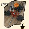 Halloween Party Floral Stems Artificial Branch Stem, Glitter Black Fake Twig with Pumpkin, Eyeball, Horror Themed Flowers Maple Leaves for Party,
