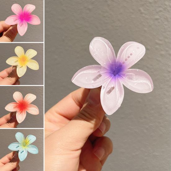 Haarkralle Transparent Farbverlauf Blütenform Haarspange Anti-Rutsch Zähne Hinterkopf Haarkralle Vielseitiges Haaraccessoire