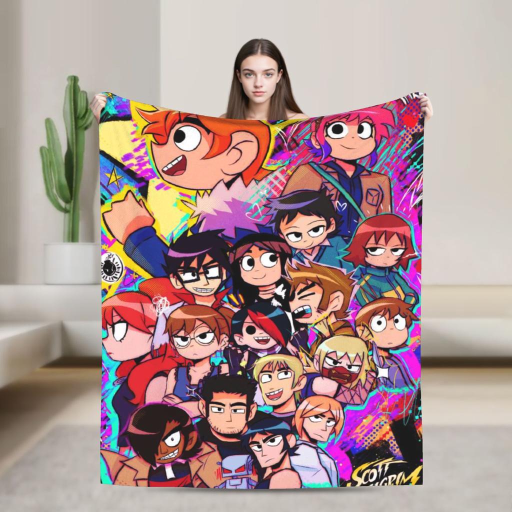 Indie Film Character Scott Pilgrim Blankets Soft Plush Throw Blanket For Home Decor Airplane Travel Flannel Bedspread Bed Cover