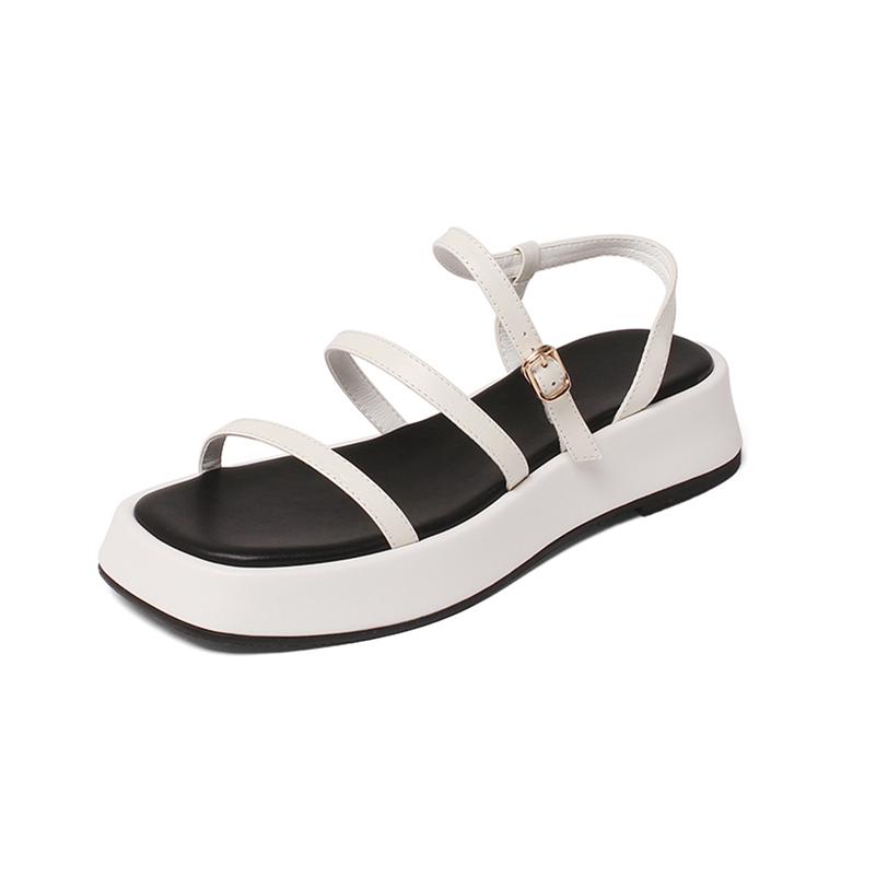 

Женские сандалии, обувь из натуральной кожи, сандалии на плоской платформе, женская обувь с узким ремешком и пряжкой, лето 2021, зеленый 40 33 бежевый