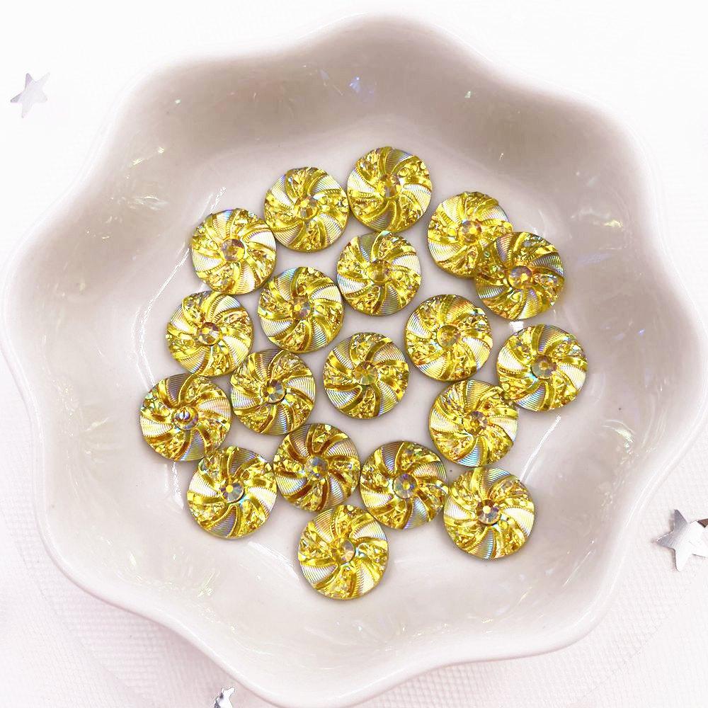 Shiny 80pcs AB Resin 10mm Whirlwind Round Flat Back Rhinestone Appliques DIY Wedding Scrapbook Craft