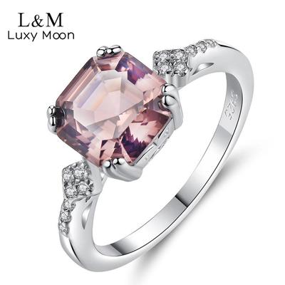 Damenring S925 Sterling Silber Ring mit brasilianischem Morganit Damen-Silberschmuck