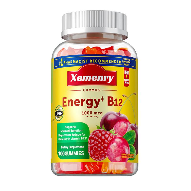 Vitamin B12 gummies, rich in vitamin B12 extract, each serving contains 1000 micrograms, suitable for adults.
