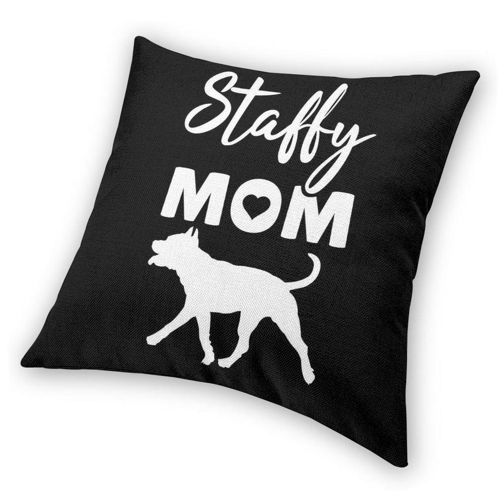 Staffy Mom Staffordshire Bull Terrier Square Pillowcase Polyester Linen Velvet Creative Zip Decorative Pillow Case Home Cushion