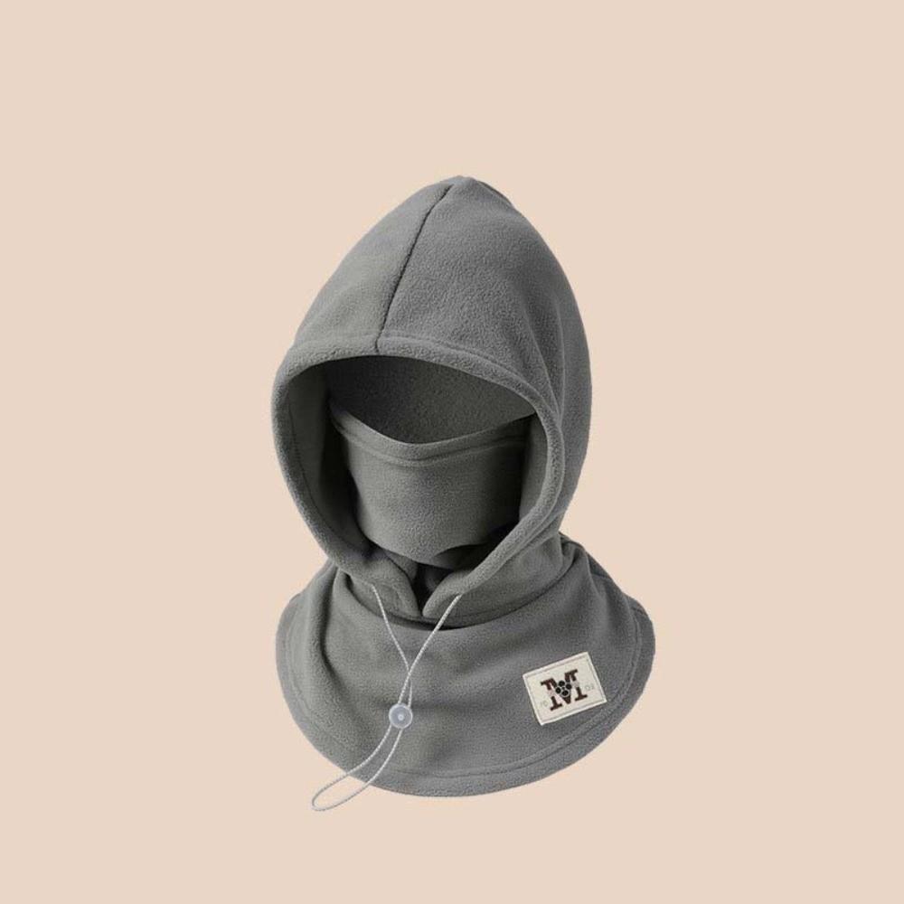 Warmer Hooded Neck Cap Drawstring Winter Pullover Cap Casual Fleece Balaclava Hat  Outdoor