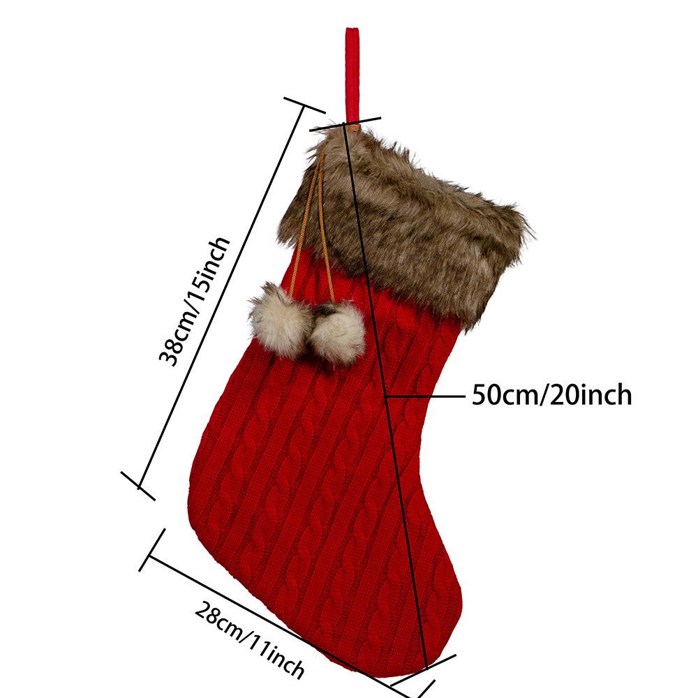 Christmas socks gift bag 20 inch twisted rope wool knitted Christmas socks gift bag fireplace home Christmas decoration