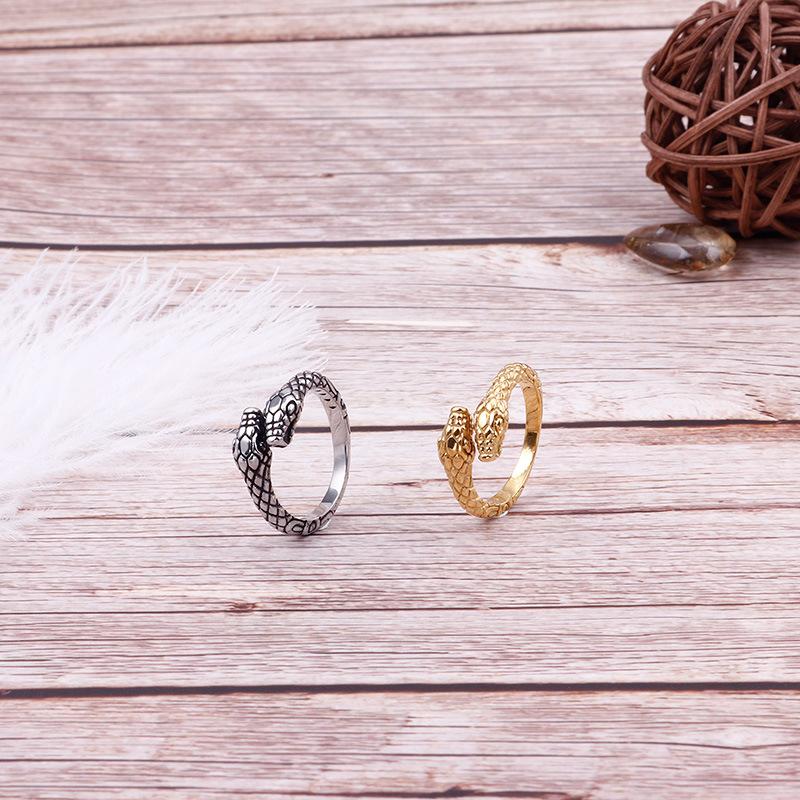 Nightclub Animal Spirit Snake Hipster Jewelry, Domineering Snake-Shaped Stainless Steel Ring, Retro Punk Men'S And Women'S Rings