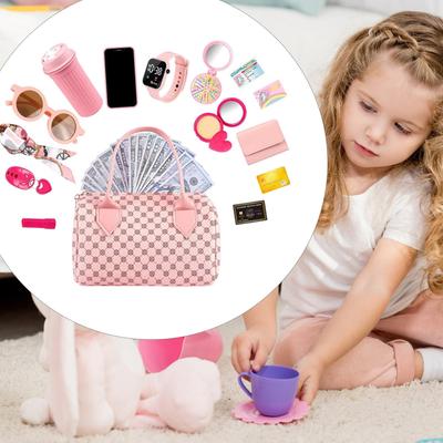 Play Purse for Little Girls, 3 To 6 Years Old Toddler Purse with Pretend Makeup for Young, Princess Toys Includes Handbag, Phone