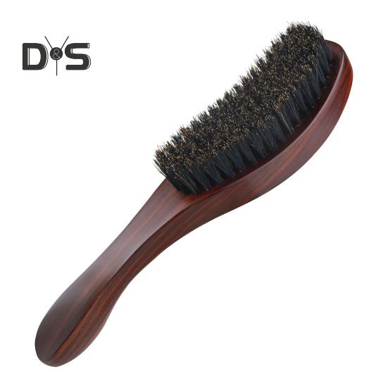 

Мужская щетка для бороды с эргономичной ручкой, нейлоновая щетина кабана, изогнутая волнистая щетка для выпрямления бороды, домашний салон, мужские инструменты для укладки усов коричневый