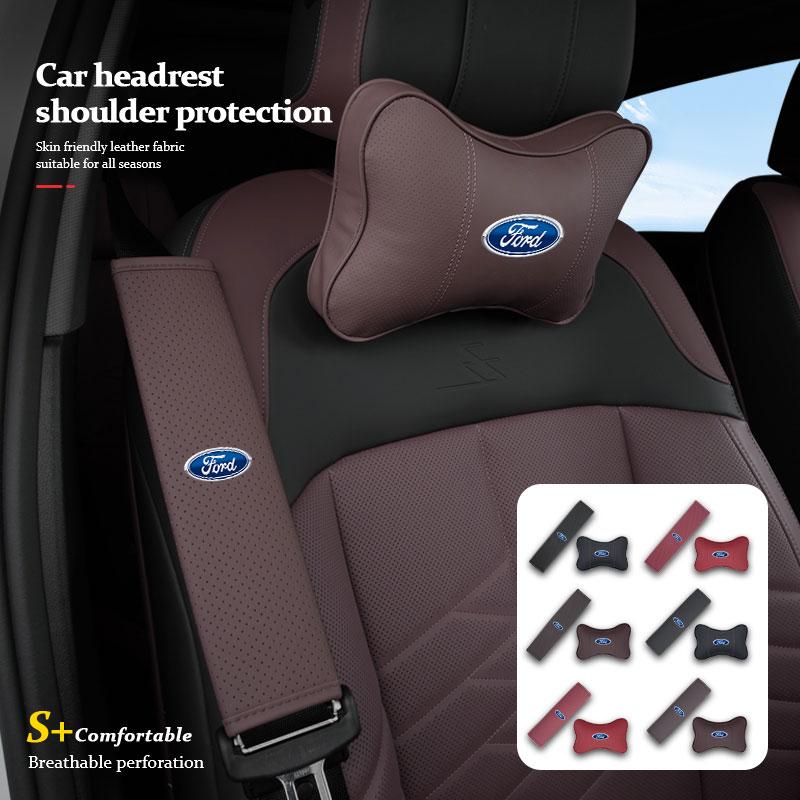 KLKY5 For Ford Soft Car Headrest Cushion Seat Belt Shoulder Protector Cover Focus Mk2 Mk3 Mk4 Fiesta Ranger Mondeo S-MAX Kuga