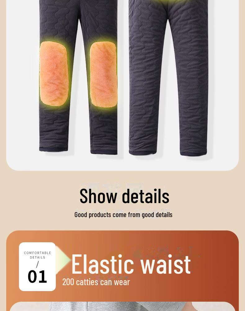 Men's Thickened Cotton Winter Trousers - Casual and Warm for Middle-Aged and Elderly Dads
