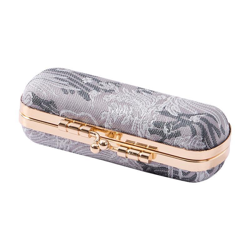 Kiss Lock Mini Ring Box Gold Trim Velvet Lining Leather Small Jewelry Storage for Engagement Bridal Shower Gift