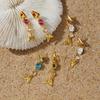 Elegant Gold Plated Zircon Fish Earrings Minimalist Drop Design For Women Stylish Accessory