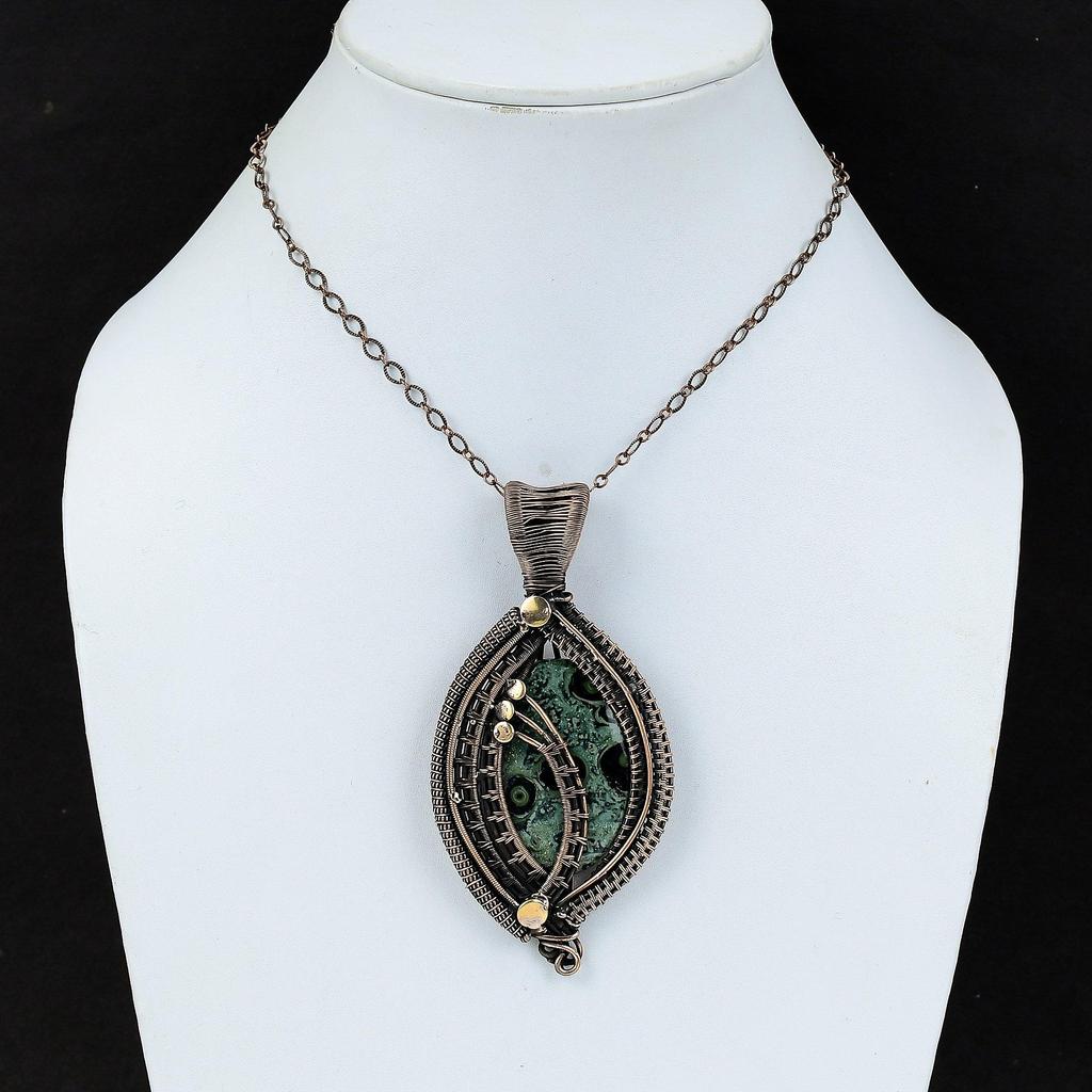 Kambaba Jasper Pendant Copper Wire Wrapped Pendant Handmade Pendant Kambaba Jasper Gemstone Jewelry Handmade Pendant For Gift Copper Jewelry