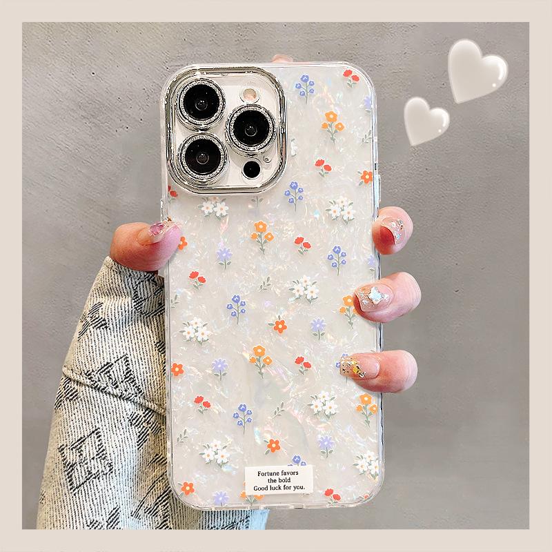 Small Fresh Floral Bracelet Is Suitable for Apple 16promax Mobile Phone Case 17 Advanced Sense and Beauty 15 All-inclusive Lens Film