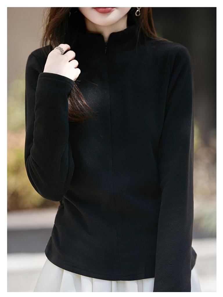 Soft & Cozy Women's Half-Zip Stand-Up Collar Sweatshirt - Warm, Long Sleeve, Loose Fit for Autumn/Winter