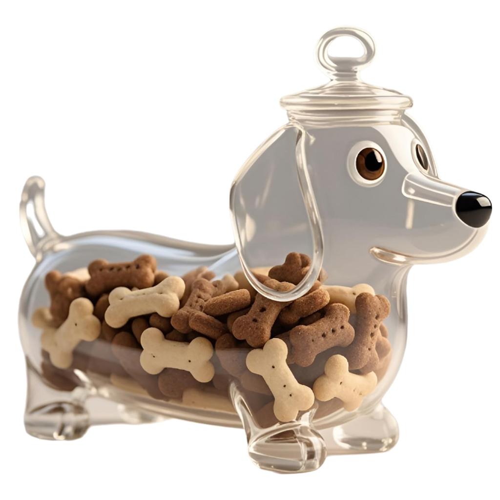 Pet Snack Jar, Cute Dog Shape Glass Sealed Food Storage, Food Storage Container Snack Container With Lid For Kitchen