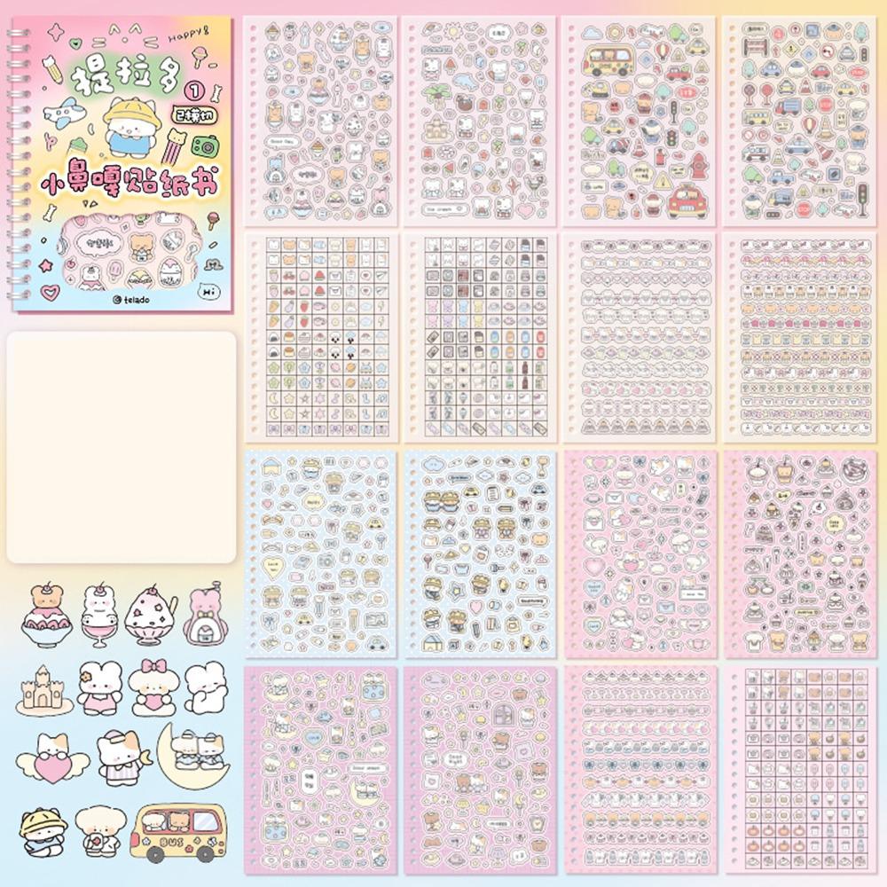 16 Feuilles Kawaii Kpop Livre d'Autocollants Décoratifs Dessin Animé Matériel DIY Autocollants Scrapbooking PET Papier Washi Journal