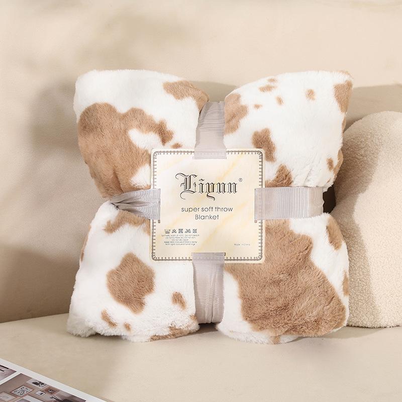 Leopard Print Blanket for Bed Thick Warm 2-Faced Zebra Cow Faux Animal Skin Winter Soft Sofa Throw Blankets Bedspread Bed Cover