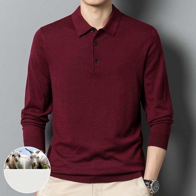 

Новый мужской шерстяной кардиган на осень и зиму, однотонная рубашка с лацканами, свитер, свитер, мужской топ, мужская одежда XXXL красный