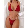 New Fashion Basic Swimwear Summer Classical Bandage Halter Swimsuit Removable Padding Strappy Ties Sexy String Bikini