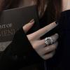 Simple Geometric Irregular Hollow Silver Color Rings for Women Exaggerated Vintage Personality Hip Hop Birthday Jewelry Gifts