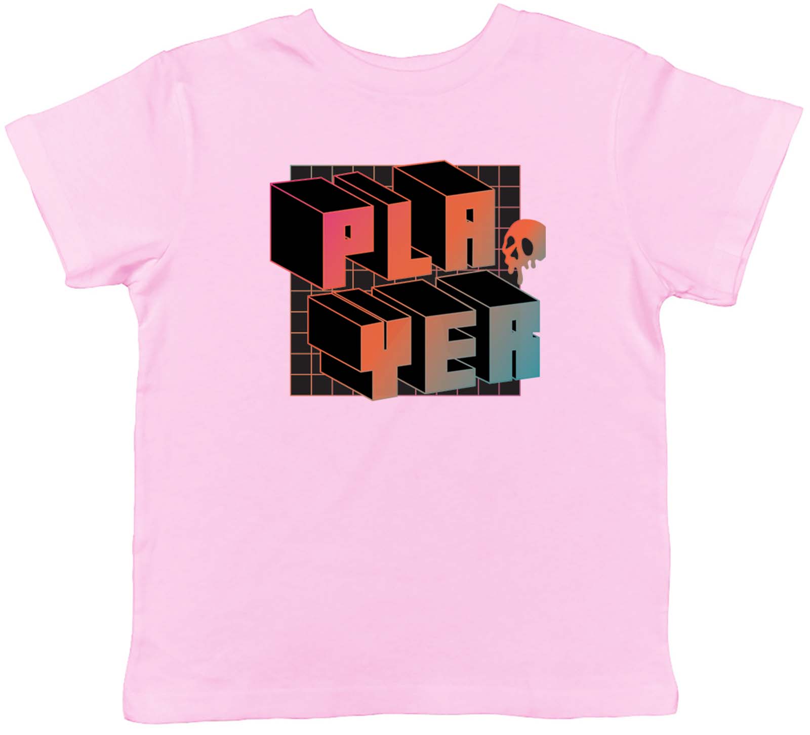 Video Gaming Kids T-Shirt Skull Player 3D Block Gothic Childrens Boys Girls Gift 100